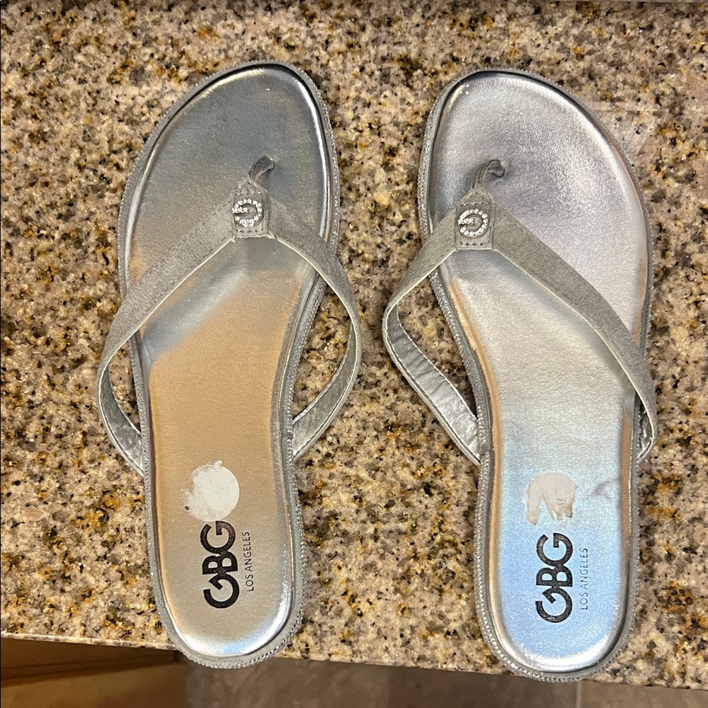 Diamond GBG Los Angeles Metallic bling Silver Sandals